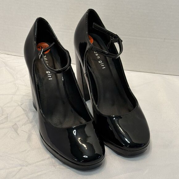 Madden Girl Urus Black Patent Leather Block Heels Size 9.5 - Picture 1 of 10